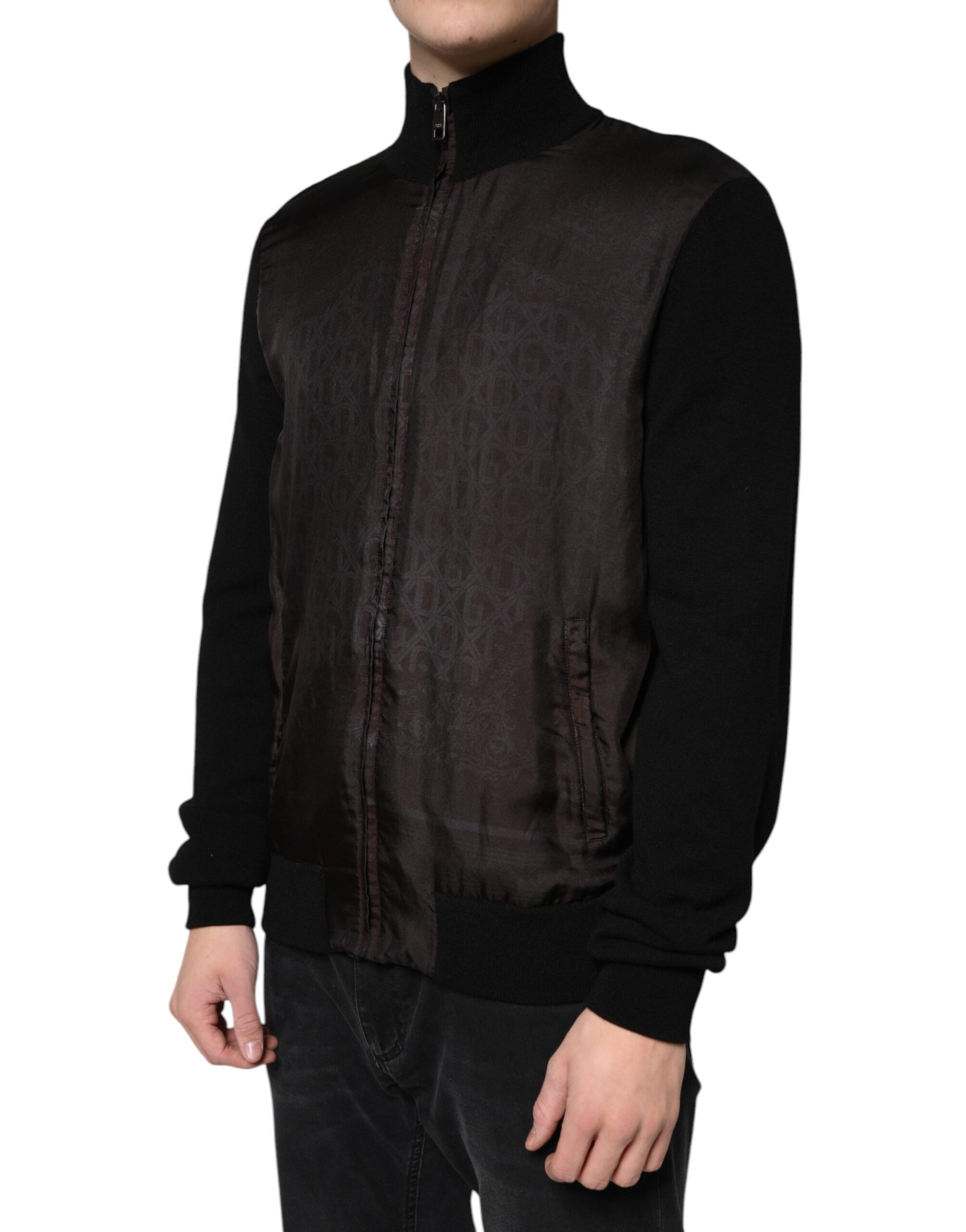 Dolce & Gabbana Black Logo Monogram Full Zip Bomber Jacket - ACCEXO