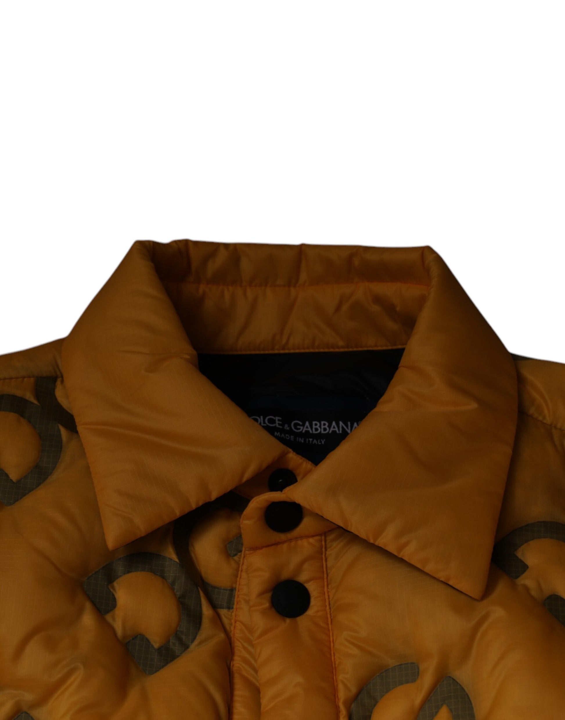 Dolce & Gabbana Yellow Logo Padded Buttoned Blouson Jacket - ACCEXO