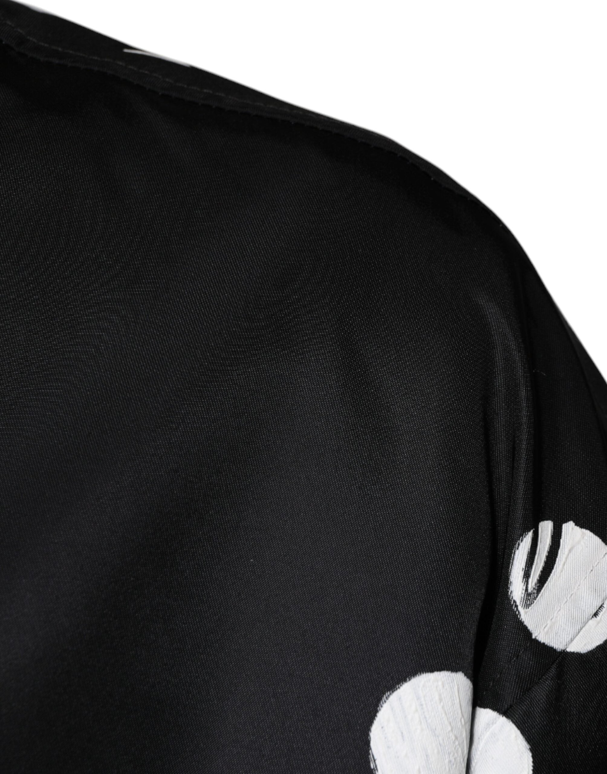 Dolce & Gabbana Black Polka Dot Stripe Nylon Bomber Jacket - ACCEXO