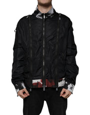 Dolce & Gabbana Black Nylon Full Zip Men Bomber Jacket - ACCEXO