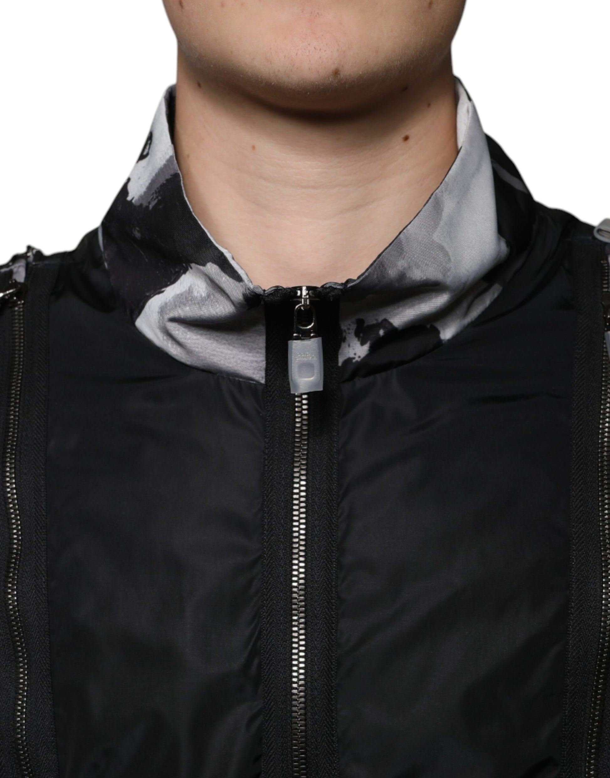 Dolce & Gabbana Black Nylon Full Zip Men Bomber Jacket - ACCEXO