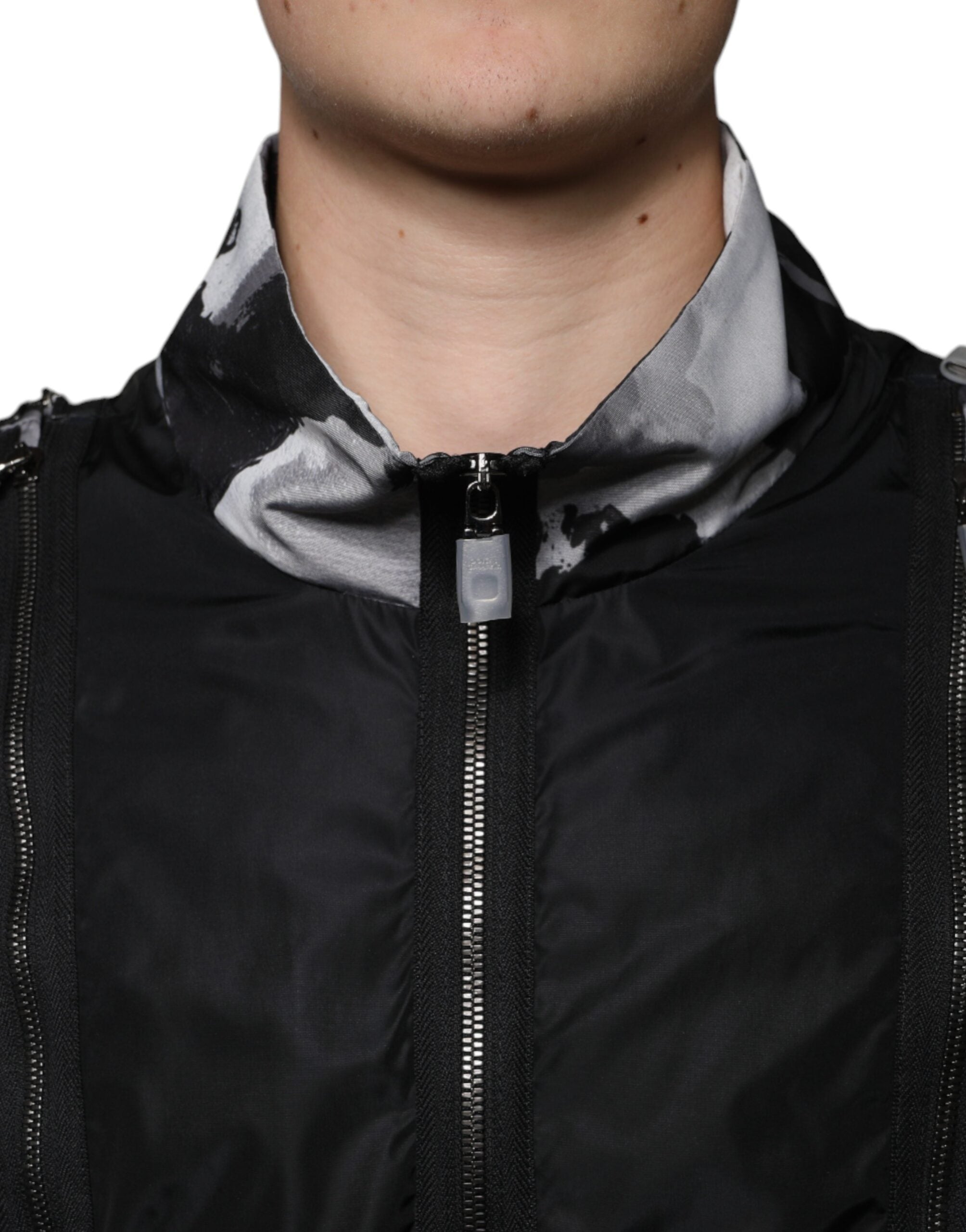 Dolce & Gabbana Black Nylon Full Zip Men Bomber Jacket - ACCEXO