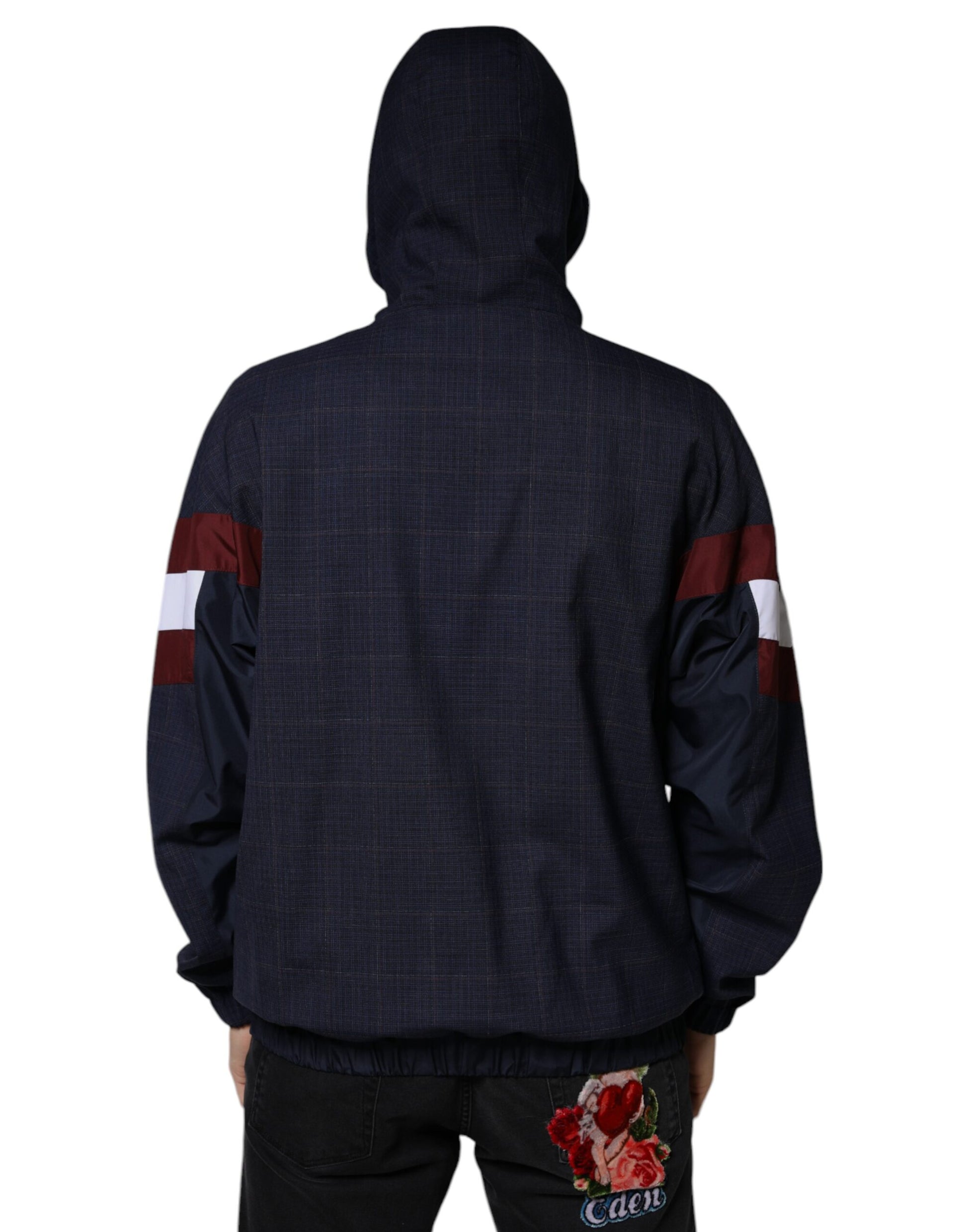 Dolce & Gabbana Blue Logo Full Zip Hooded Men Bomber Jacket - ACCEXO
