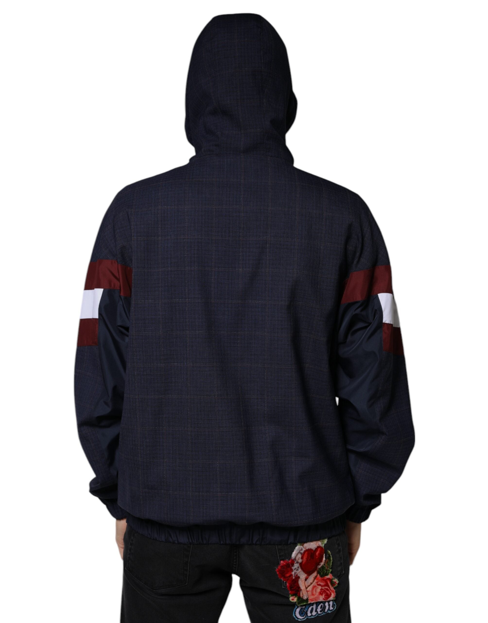 Dolce & Gabbana Blue Logo Full Zip Hooded Men Bomber Jacket - ACCEXO
