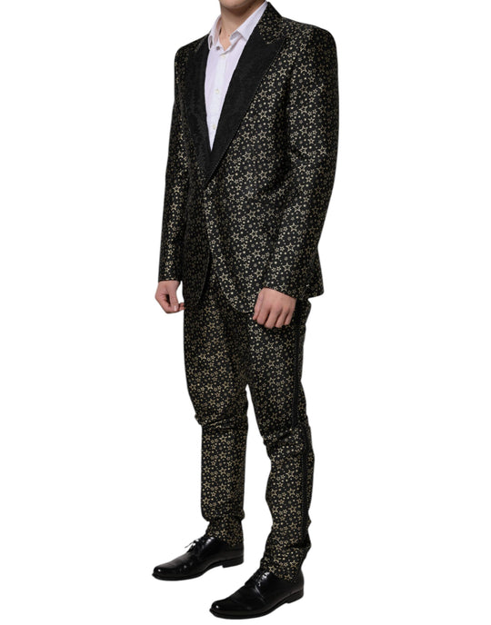 Dolce & Gabbana Black Stars Jacquard SICILIA 2 Piece Suit