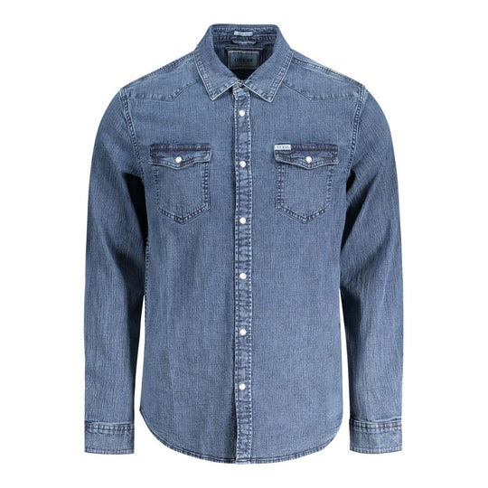 Guess Jeans Blue Cotton Men Shirt