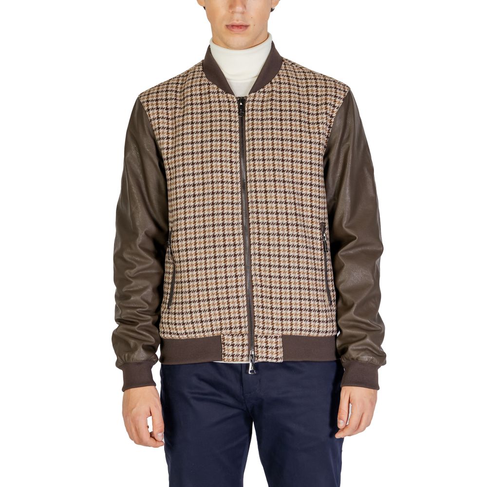 Gianni Lupo Brown Polyester Jackets & Coat