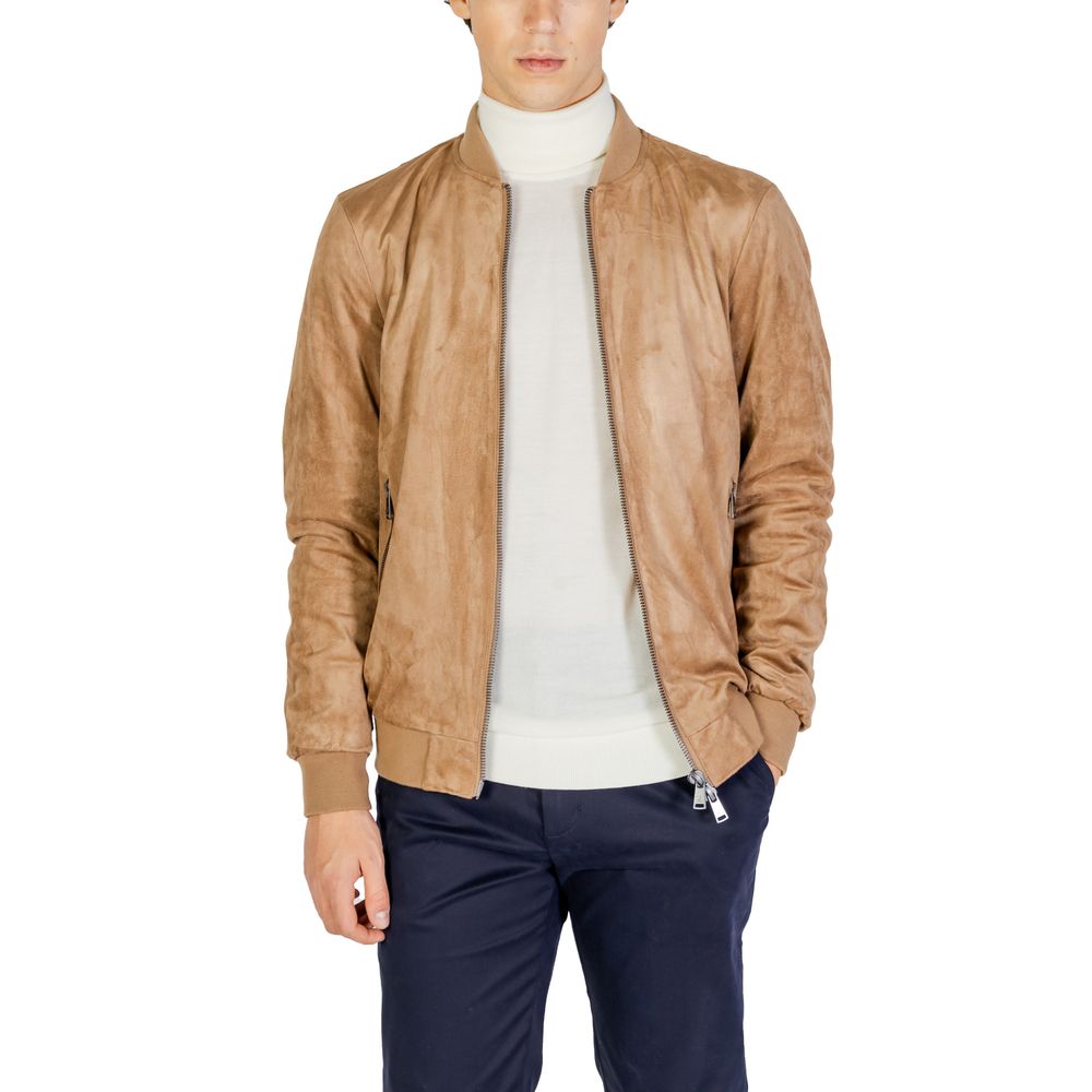 Gianni Lupo Beige Polyester Jackets & Coat