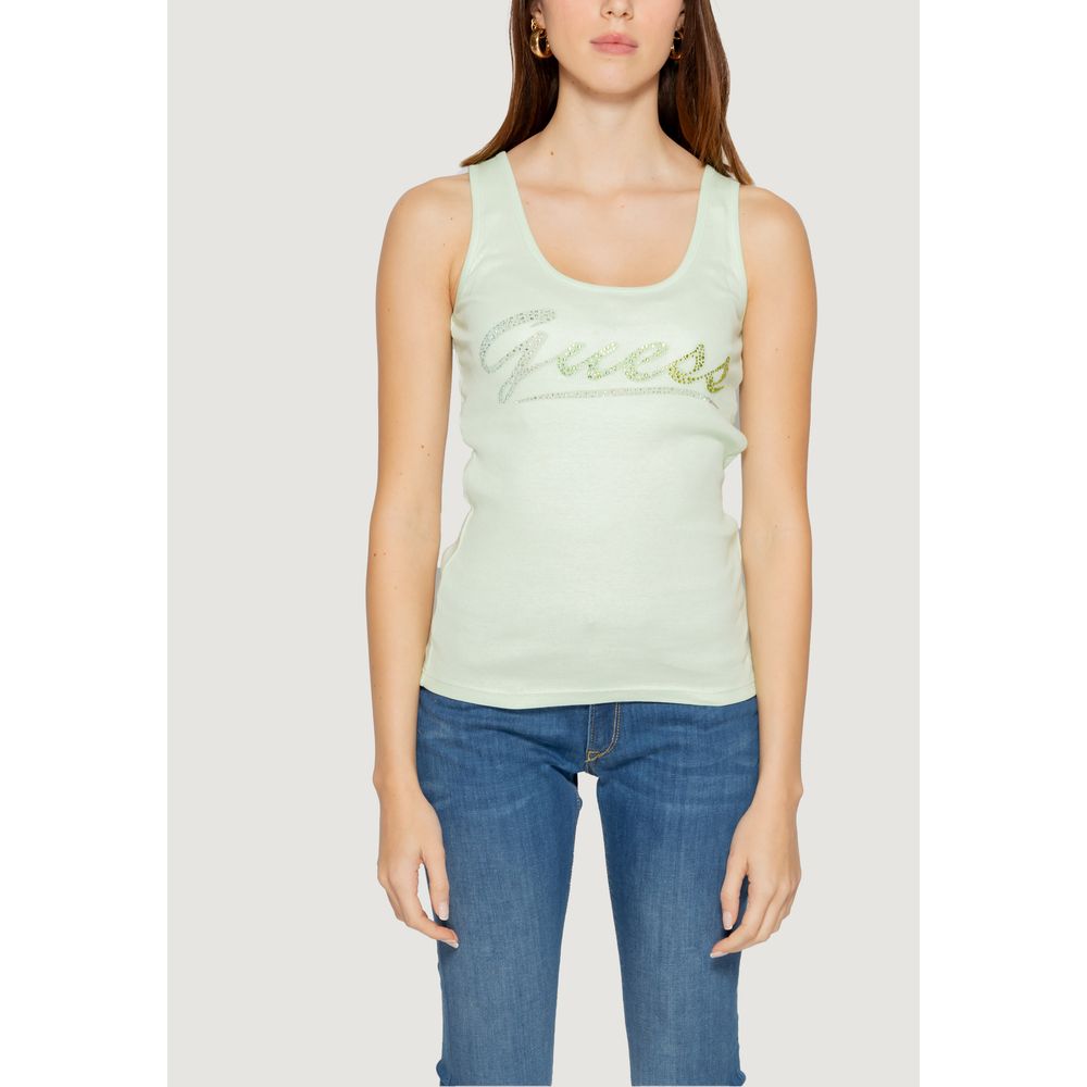 Guess Turquoise Cotton Tops & T-Shirt