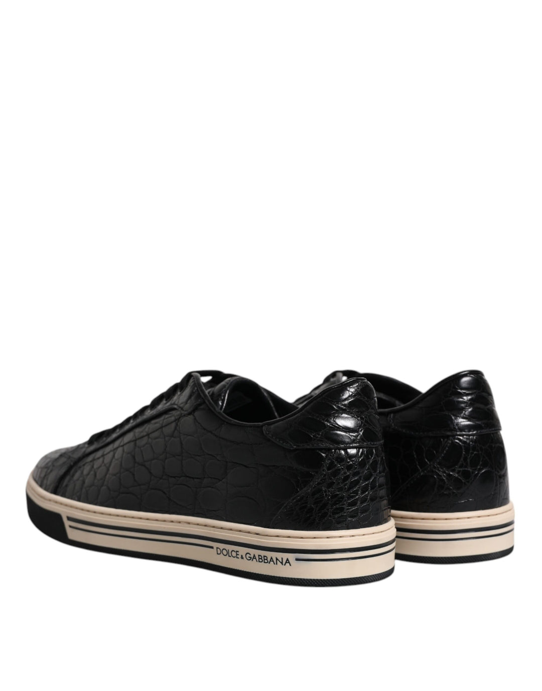 Dolce & Gabbana Black Leather Low Top Men Sneakers Shoes