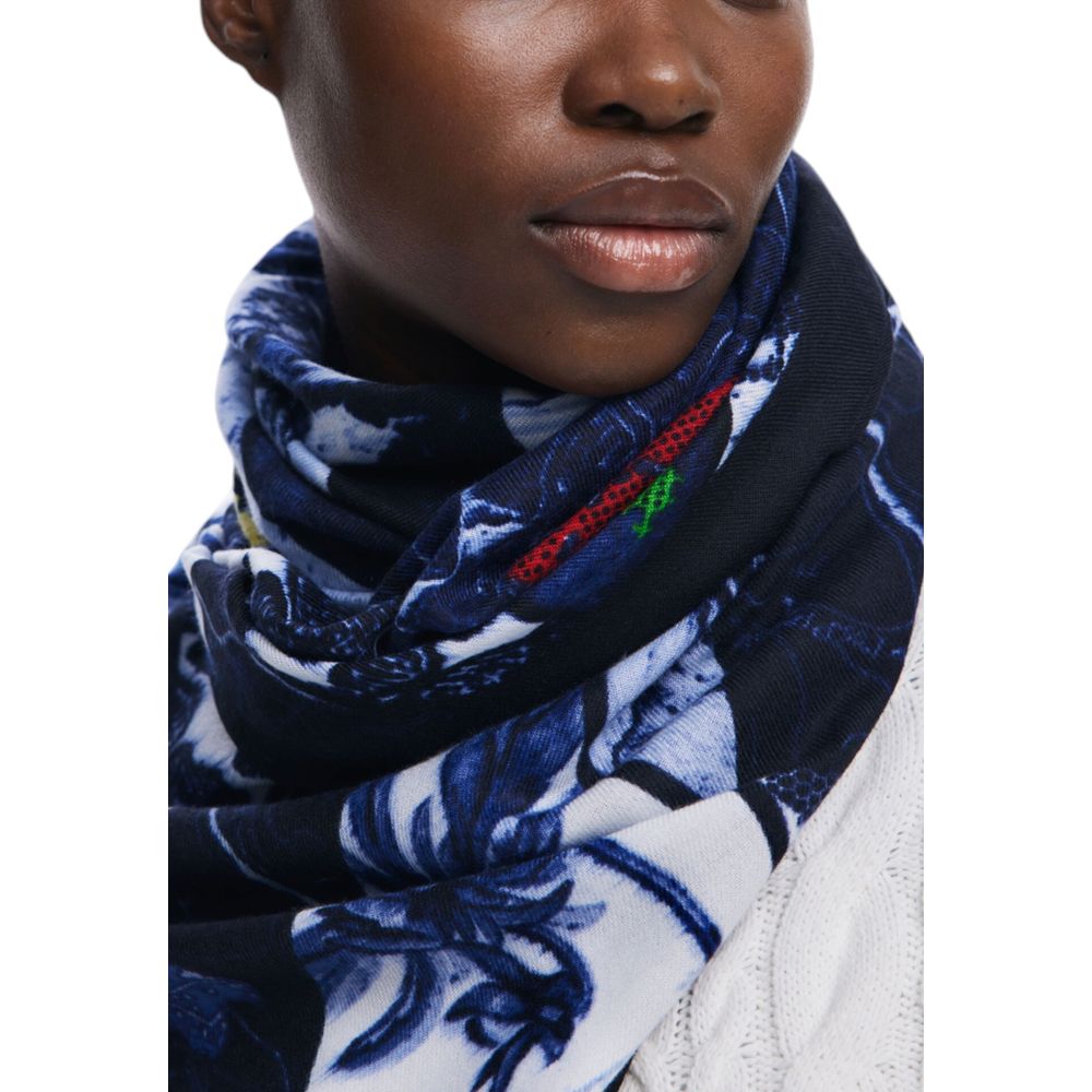 Desigual Blue Polyester Scarf