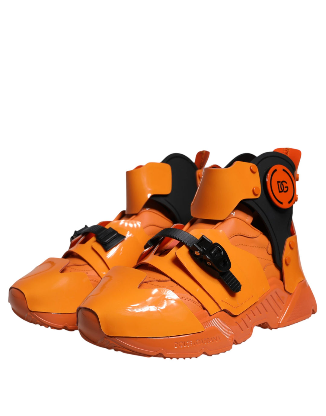 Dolce & Gabbana Orange Multi Panel Chunky High Top Sneakers Shoes