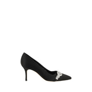 Manolo Blahnik Black Asapump Satin Pumps - ACCEXO