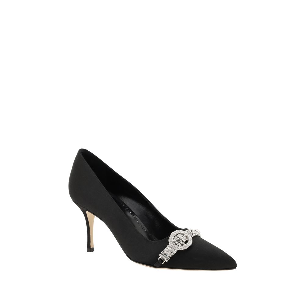 Manolo Blahnik Black Asapump Satin Pumps - ACCEXO