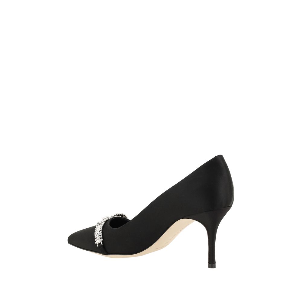 Manolo Blahnik Black Asapump Satin Pumps - ACCEXO