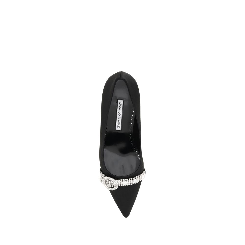 Manolo Blahnik Black Asapump Satin Pumps - ACCEXO