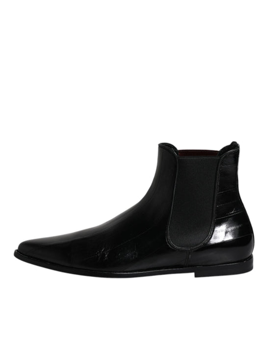 Dolce & Gabbana Black Leather Chelsea Men Ankle Boots Shoes