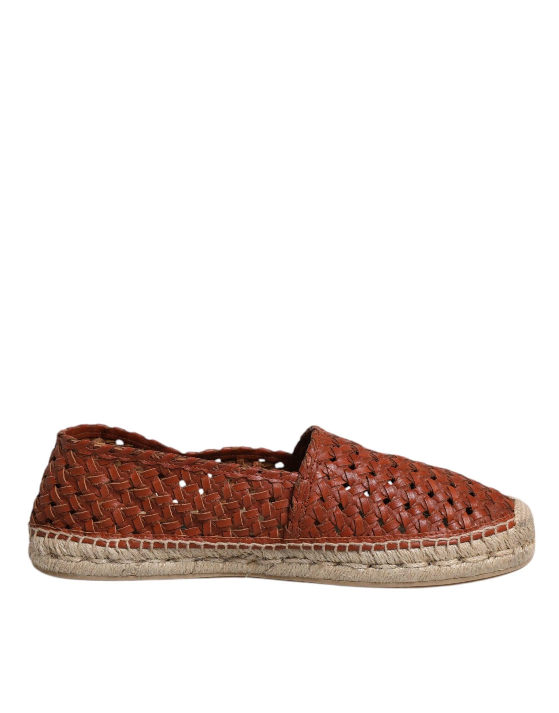 Dolce & Gabbana Maroon Woven Leather Men Espadrille Shoes - ACCEXO