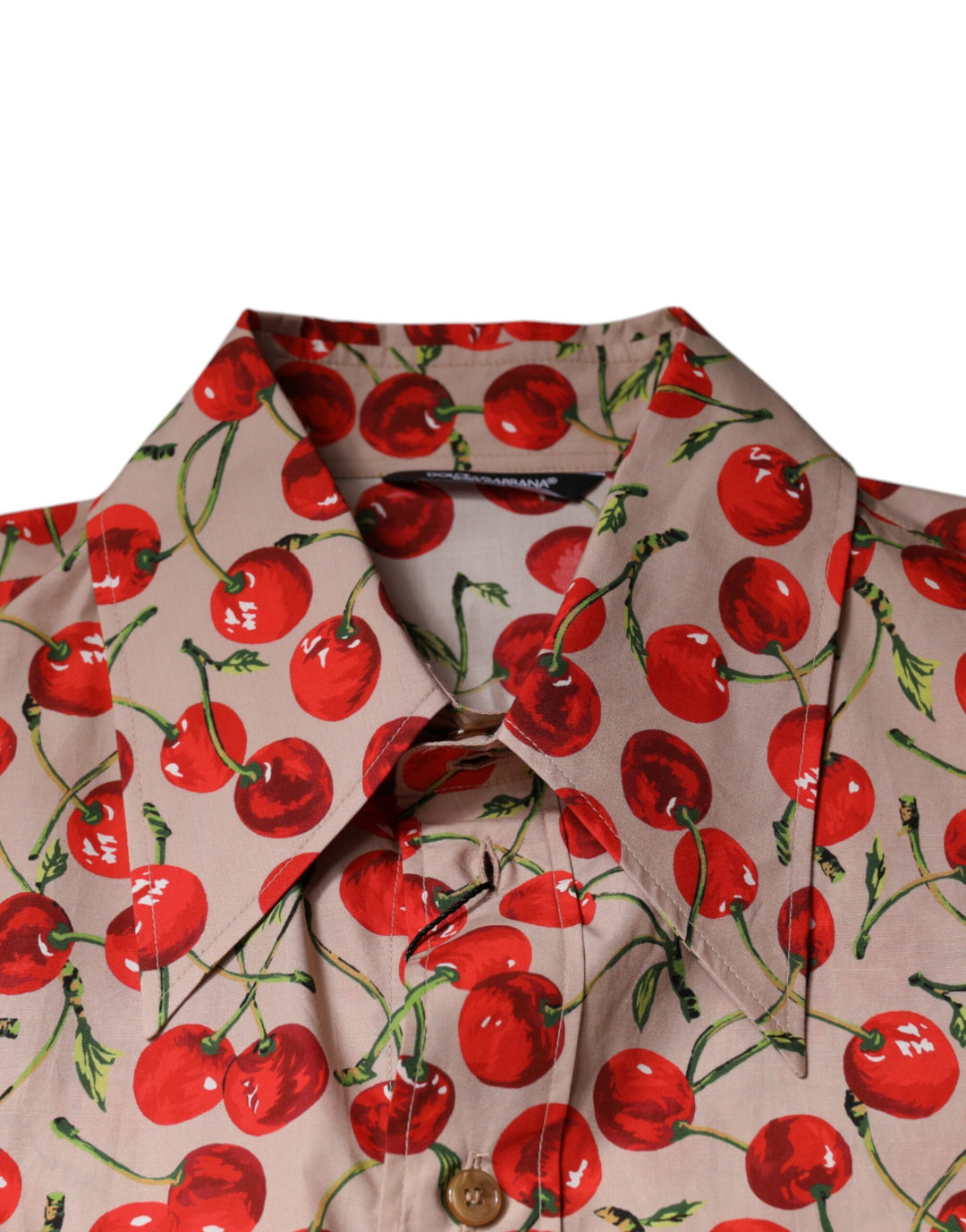 Dolce & Gabbana Beige Cherry Button Down Men Casual Shirt