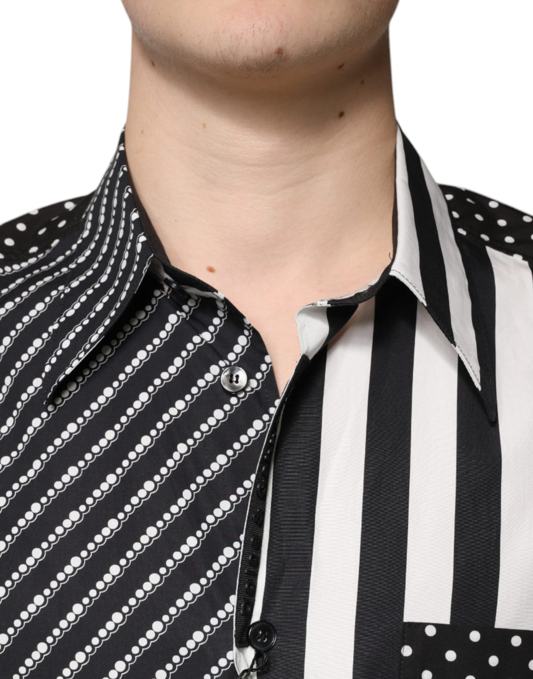 Dolce & Gabbana Black White Striped Button Down Casual Shirt