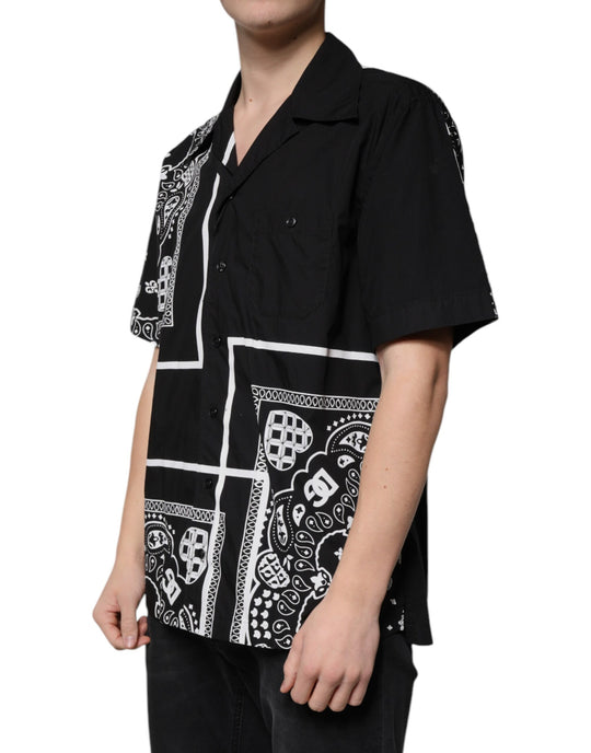 Dolce & Gabbana Black Logo Button Down Short Sleeve Shirt