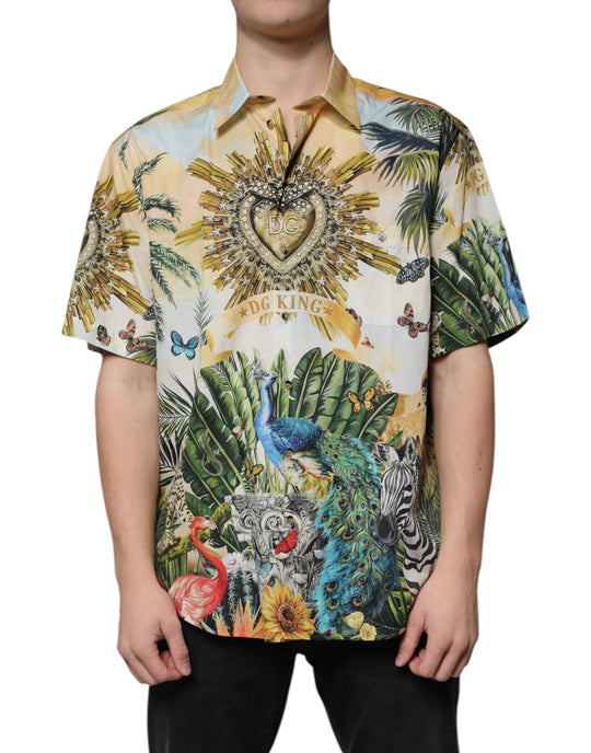 Dolce & Gabbana Multicolor Tropical Button Down Casual Shirt