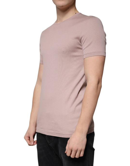 Dolce & Gabbana Brown Cotton Short Sleeves Round Neck T-shirt