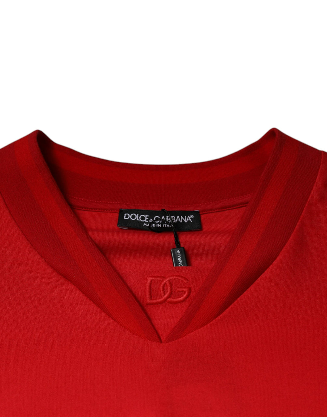 Dolce & Gabbana Red Cotton V-neck Short Sleeves T-shirt