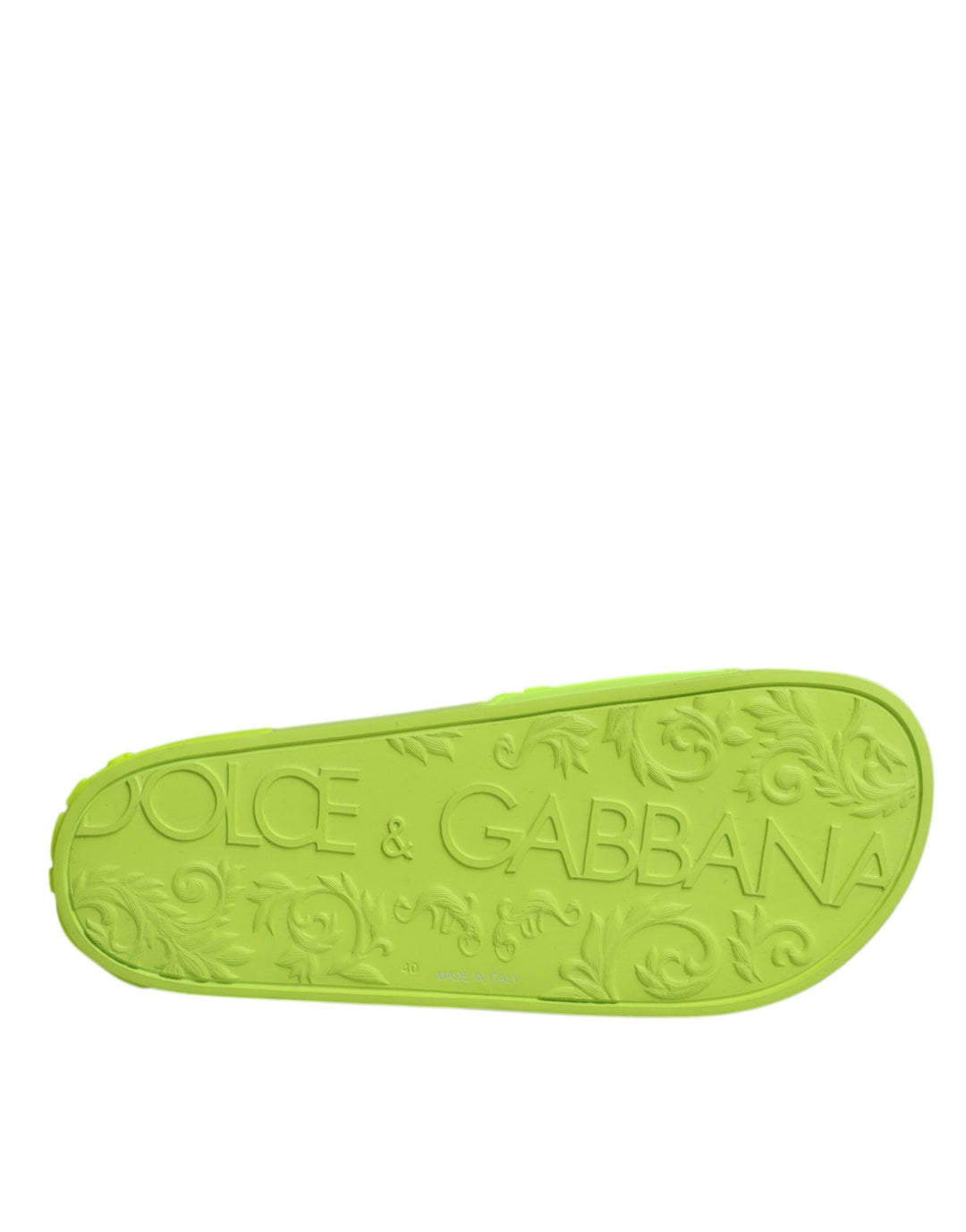 Dolce & Gabbana Green Rubber Slides Sandals Beachwear Shoes