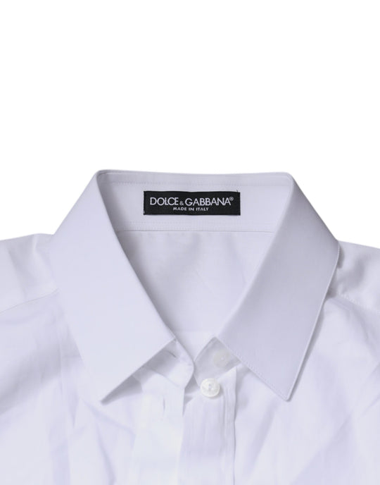 Dolce & Gabbana White Cotton Collared Long Sleeves Shirt Top