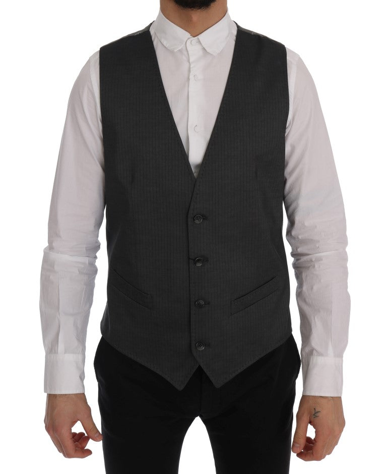 Dolce & Gabbana Sleek Gray Single-Breasted Waistcoat Vest - ACCEXO