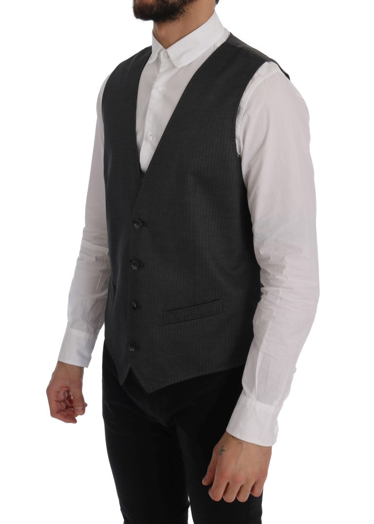 Dolce & Gabbana Sleek Gray Single-Breasted Waistcoat Vest - ACCEXO
