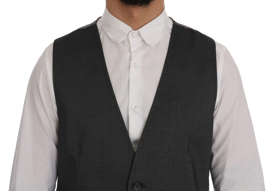 Dolce & Gabbana Sleek Gray Single-Breasted Waistcoat Vest - ACCEXO