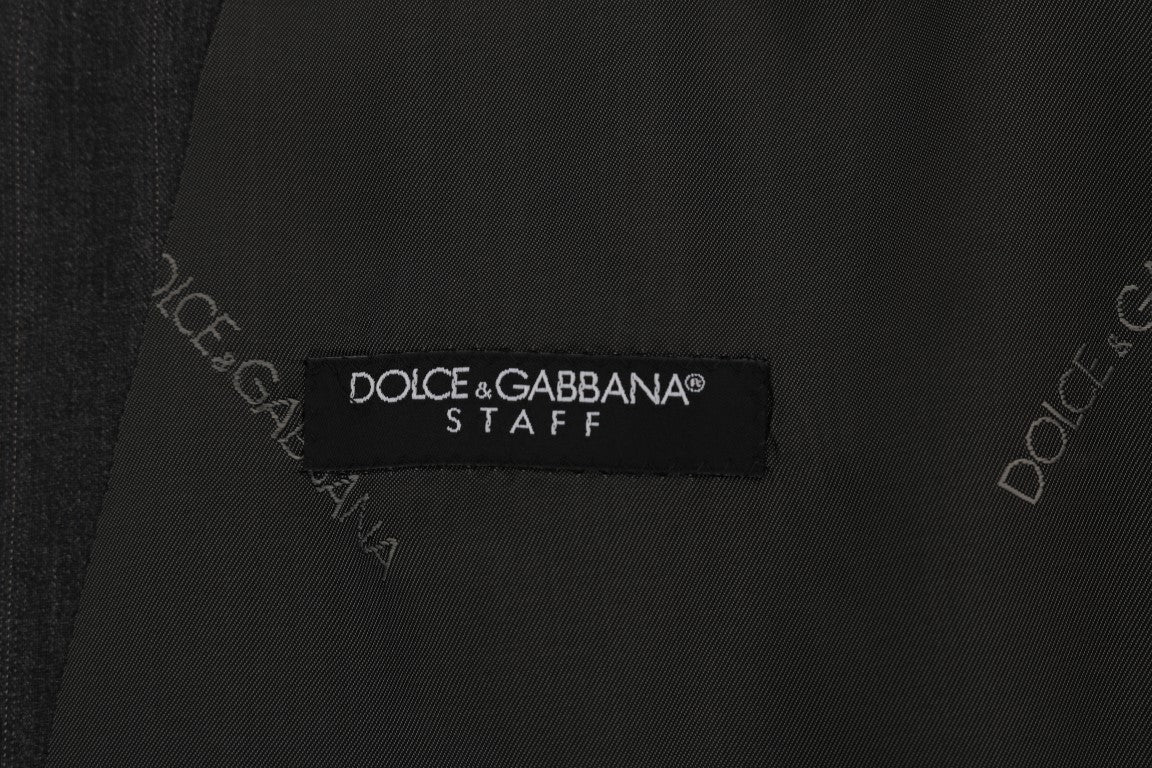 Dolce & Gabbana Elegant Gray Striped Single Breasted Vest - ACCEXO