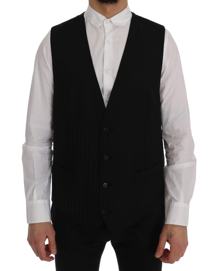 Dolce & Gabbana Elegant Striped Wool Blend Waistcoat Vest - ACCEXO