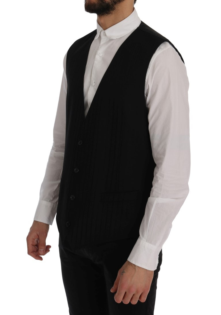 Dolce & Gabbana Elegant Striped Wool Blend Waistcoat Vest - ACCEXO