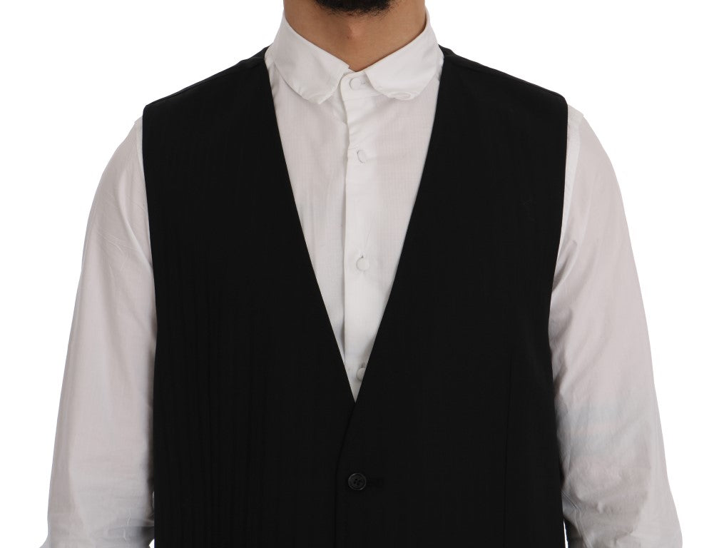 Dolce & Gabbana Elegant Striped Wool Blend Waistcoat Vest - ACCEXO