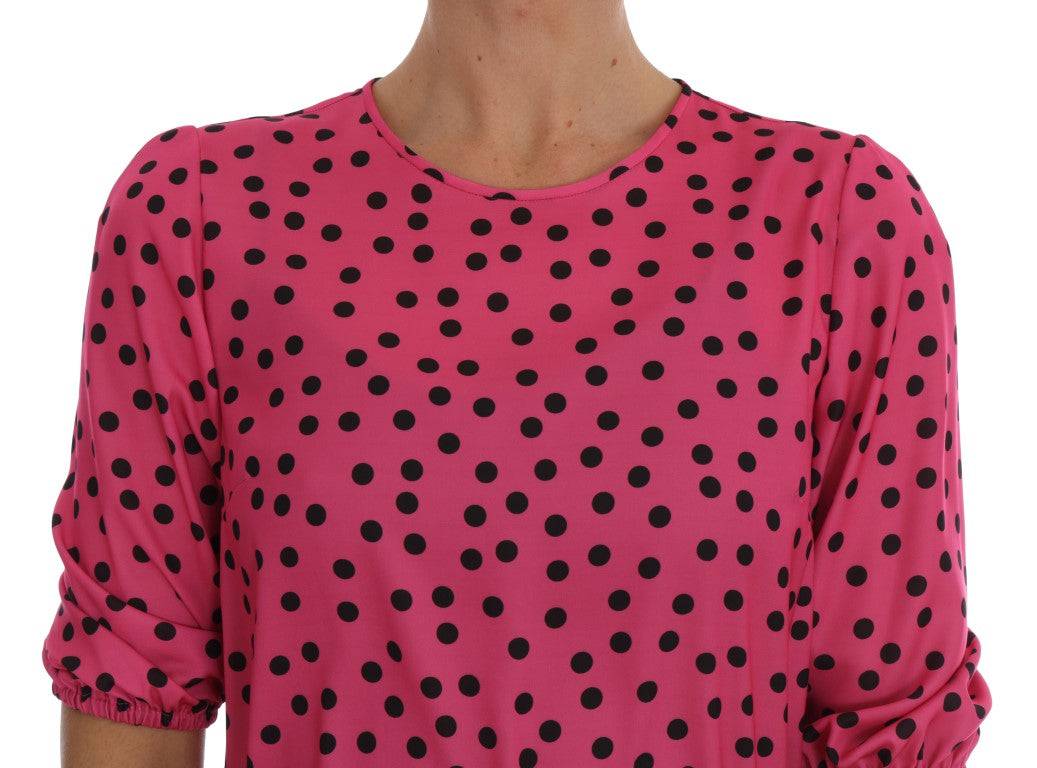Dolce & Gabbana Chic Pink Polka Dotted Silk Blouse - ACCEXO
