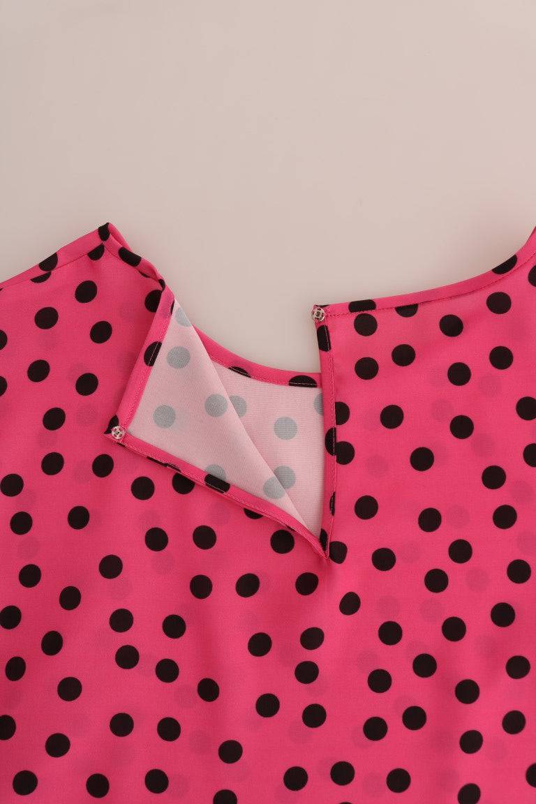 Dolce & Gabbana Chic Pink Polka Dotted Silk Blouse - ACCEXO