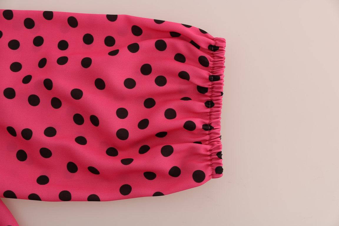 Dolce & Gabbana Chic Pink Polka Dotted Silk Blouse - ACCEXO