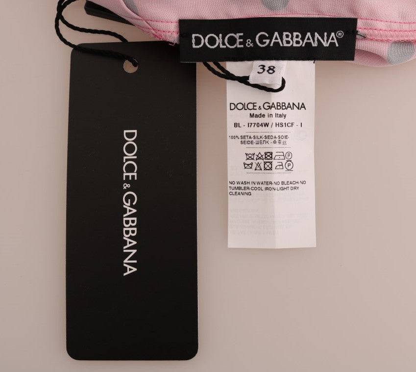 Dolce & Gabbana Chic Pink Polka Dotted Silk Blouse - ACCEXO