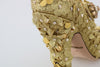 Gold Floral Crystal Embellished Pumps