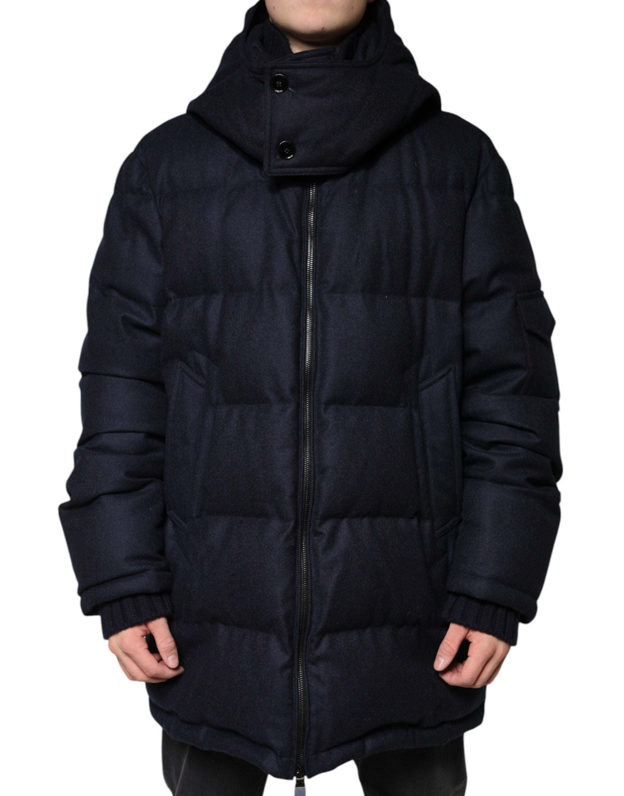Dolce & Gabbana Black Nylon Hooded Puffer Men Coat Jacket - ACCEXO
