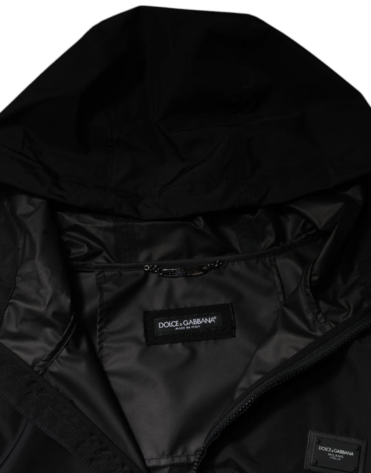 Dolce & Gabbana Black Polyester Hooded Men Full Zip Jacket