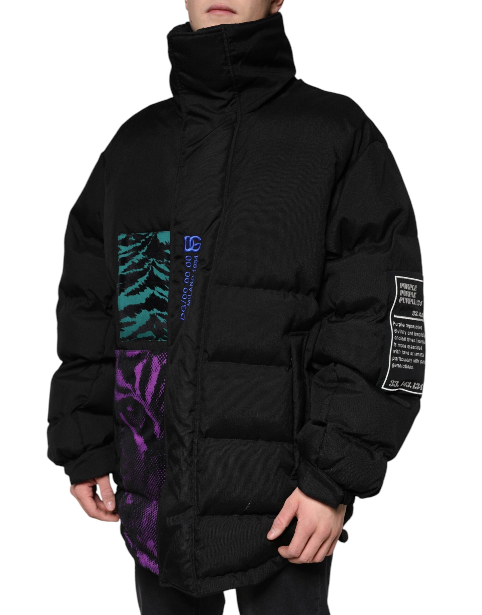 Dolce & Gabbana Black Nylon Puffer Men Full Zip Jacket - ACCEXO