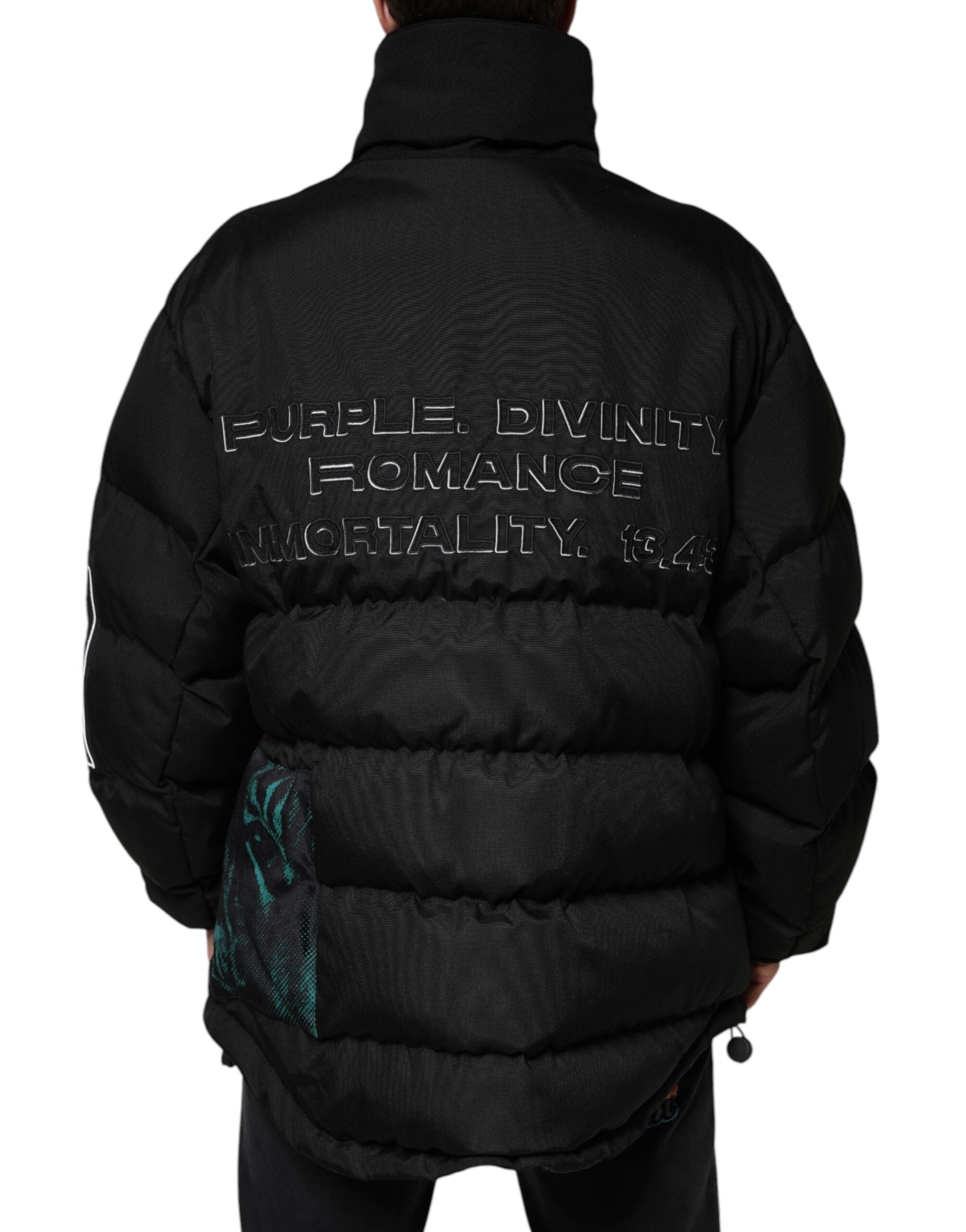 Dolce & Gabbana Black Nylon Puffer Men Full Zip Jacket - ACCEXO