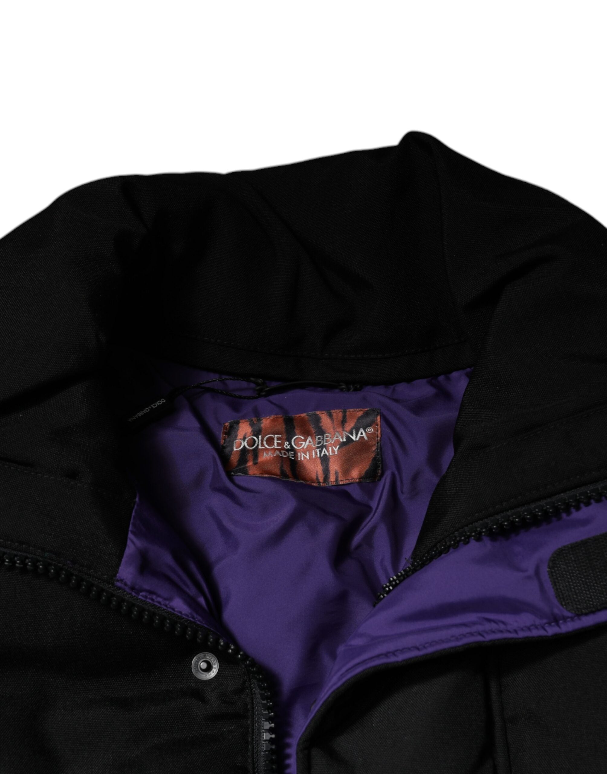Dolce & Gabbana Black Nylon Puffer Men Full Zip Jacket - ACCEXO