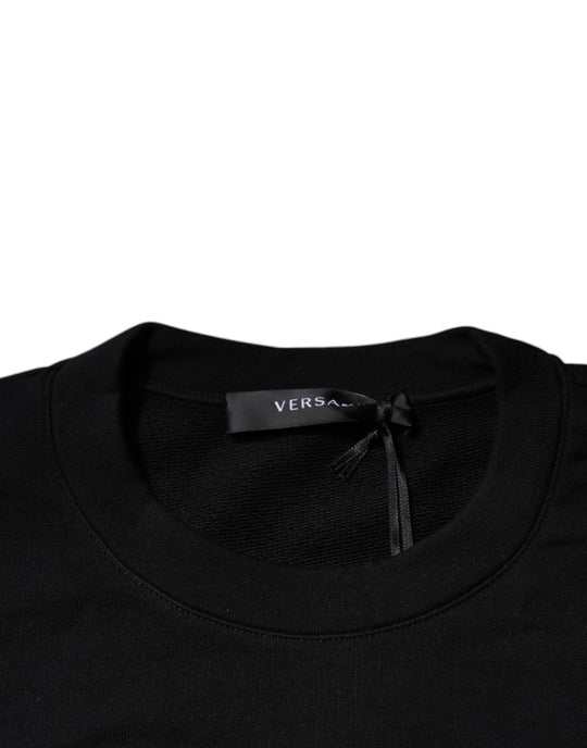 Versace Black Medusa Embroidery Crew Neck Pullover Sweater