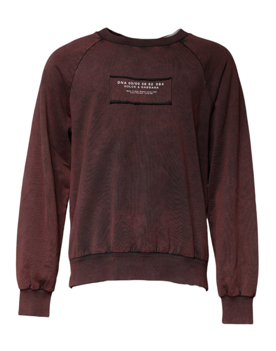 Dolce & Gabbana Brown Logo Cotton Crew Neck Pullover Sweater