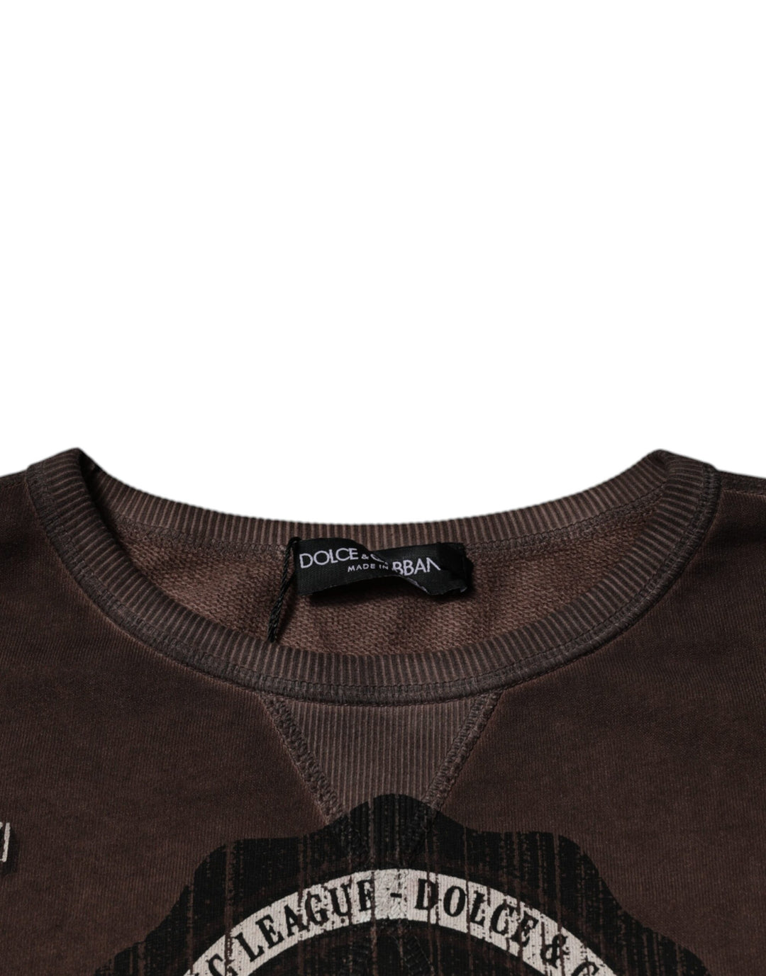 Dolce & Gabbana Brown Logo Print Crew Neck Pullover Sweater